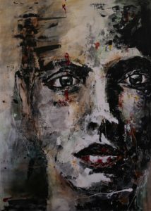 1gal damien rais peinture huile acrylique portrait Meloe