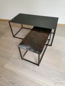 double table basse acier mobilier design forgé damien rais