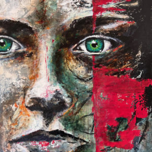 Damien_Rais_einture_huile_acrylique_portrait_rouge