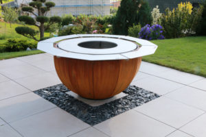 lotus de cuisson brasero plancha ellipsis barbecue grill design braseros firepit openfire cheminee acier jardin exterieur grillade outdoor kitchen damien rais d