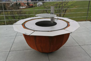 lotus de cuisson brasero plancha ellipsis barbecue grill design braseros firepit openfire cheminee acier jardin exterieur grillade outdoor kitchen damien rais dick 2 1