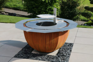 lotus de cuisson brasero plancha ellipsis barbecue grill design braseros firepit openfire cheminee acier jardin exterieur grillade outdoor kitchen damien rais i