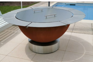 pied a roulettes inox origin plancha plancha a bois met inox damienrais foyer exterieur brasero barbecue acier inox grillade cheminee jardin min 1