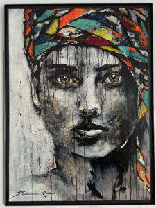Femme au turban Acryl et huile 80x110 cm Damien Rais 3